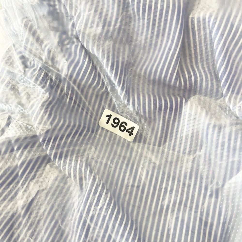 Zara White and Light Blue Ruched Front Short Sleeve Top - Picture 9 of 9
